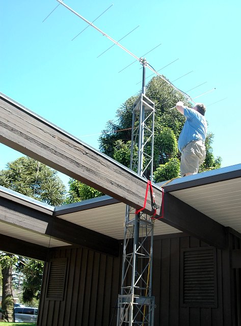 Antenna on the building rooftop